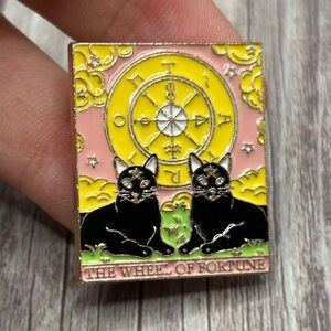 NEW Enamel Pin “The Wheel of Fortune” Cat Tarot Divination Witchy Magic Goth